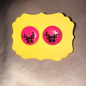 Reindeer button earrings